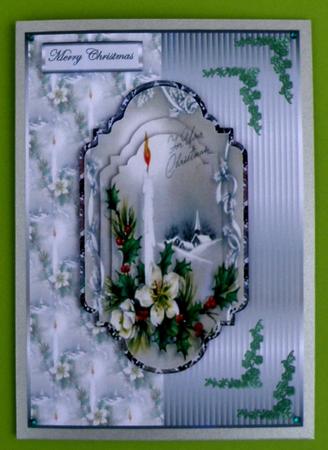 Candle and Christmas Rose Card Front by Suzi Cooper