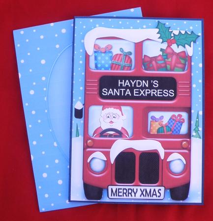 Xmas Santa Express Haydn A5 Quick Card N 3D Decoupage by Suzi Cooper