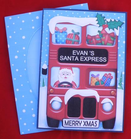 Xmas Santa Express Evan A5 Quick Card N 3D Decoupage by Suzi Cooper