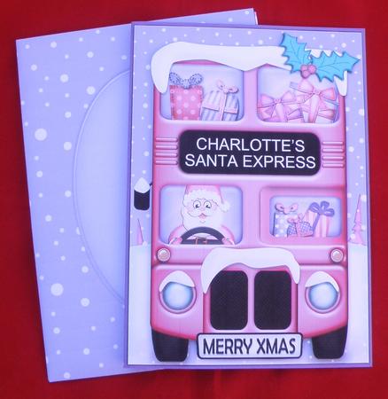 Xmas Santa Express Charlotte A5 Quick Card N 3D Decoupage by Suzi Cooper