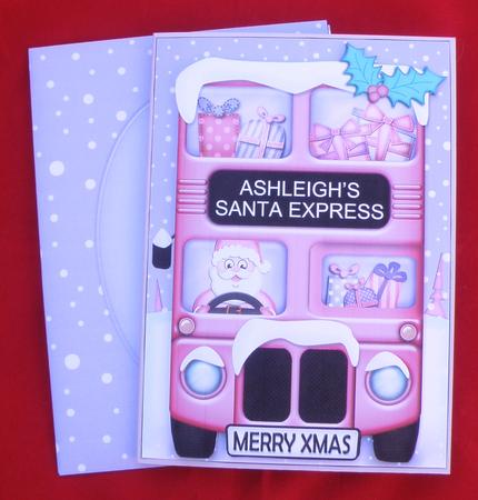 Xmas Santa Express Ashleigh A5 Quick Card N 3D Decoupage by Suzi Cooper
