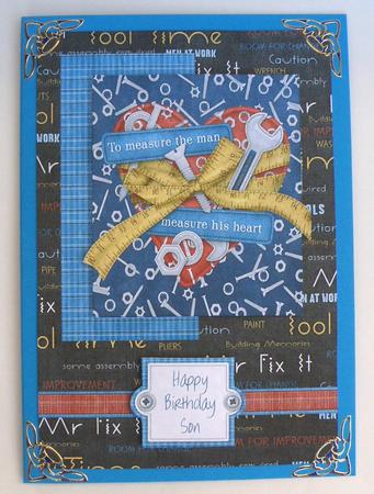 Male Tool Themed Birthday Card Topper by Suzi Cooper