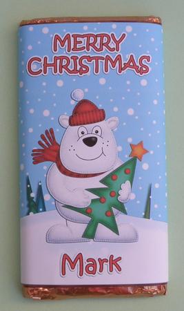 Christmas Polar Bear's Tree Mark Chocolate Wrapper by Suzi Cooper