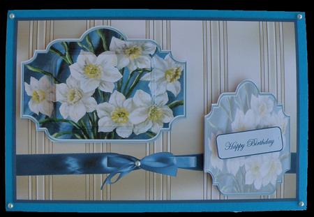 White Daffodils Card Front by Suzi Cooper