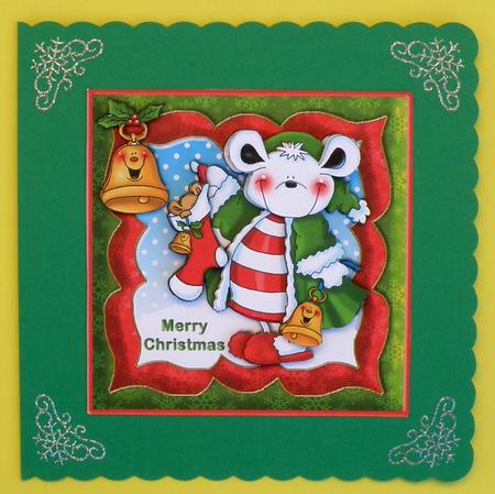 Christmas Bear with Stocking Card Front by Suzi Cooper