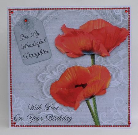 Poppy Duo on Grey Daughter Birthday 8x8 Inch Step by Step by Suzi Cooper