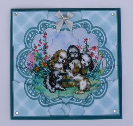 Puppies in the Garden Corner Stacker by Suzi Cooper