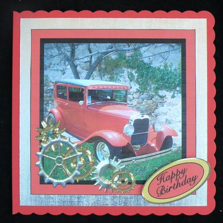 Classic Car - Red- 6x6 Inch Square by Suzi Cooper