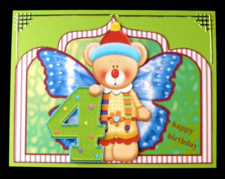Birthday Card Age 4 Clown Scallop by Suzi Cooper