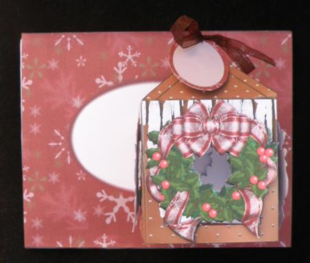 Christmas Wreath Lantern Card & Envelope by Suzi Cooper