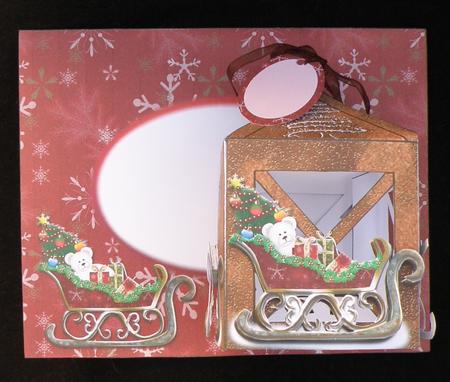 Santa's Sleigh Lantern Card & Envelope by Suzi Cooper