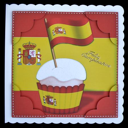8 x 8 Flying the Flag Spain Scalloped Corner Topper by Suzi Cooper