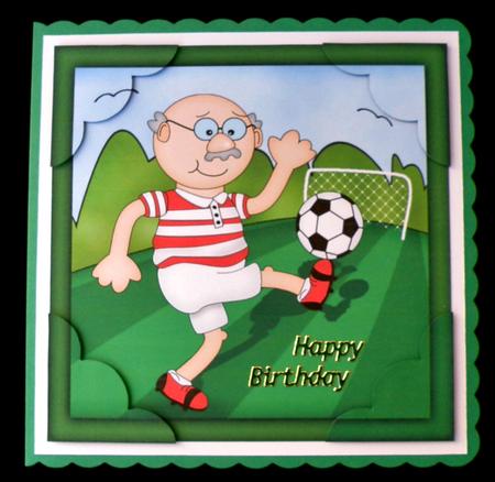 8 x 8 Bert Plays Football Scalloped Corner Topper by Suzi Cooper