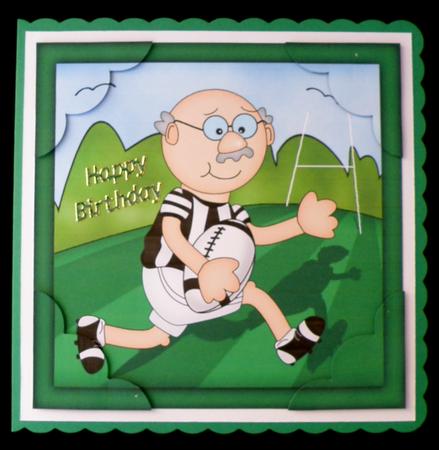 8 x 8 Bert Plays Rugby Scalloped Corner Topper by Suzi Cooper