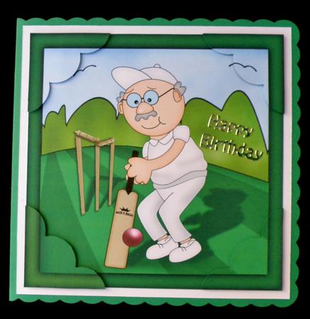 8 x 8 Bert Plays Cricket Scalloped Corner Topper by Suzi Cooper
