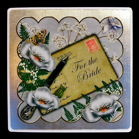 Silver Poppy for the Bride 8in Decoupage Topper by Suzi Cooper
