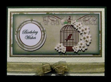 Olive Birdcage Birthday Wishes Dl Decoupage Topper by Suzi Cooper