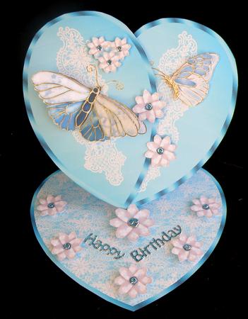 Blue Butterfly with Lace - Heart Easel Mini Kit by Suzi Cooper