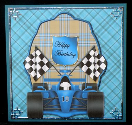 Speed and Racing Car Card Front and Topper by Suzi Cooper