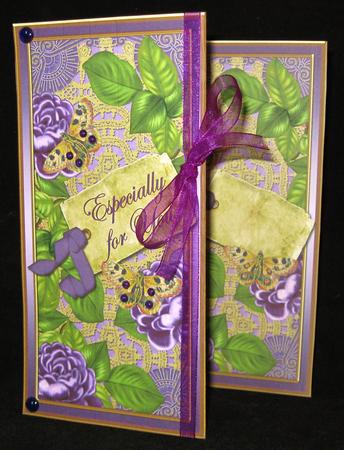 Purple Roses Especially for You Quick Tri-fold Card by Suzi Cooper