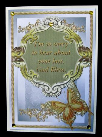 Gold Sympathy Card with Butterfly by Suzi Cooper