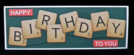 Large Dl Word Game Birthday Quick Card N 3D Decoupage by Suzi Cooper