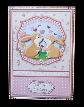 Love Bunnies Card Front & Decoupage by Suzi Cooper