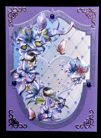 Chickadees and Lilies Shield with Decoupage by Suzi Cooper
