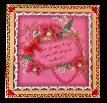 Cerise Orchids Age Change 8in Vintage Decoupage Topper by Suzi Cooper