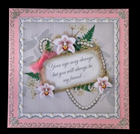 White Orchids Age Change 8in Vintage Decoupage Topper by Suzi Cooper