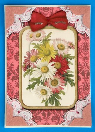 Crazy Daisies A5 Decoupage Card Front Step by Step by Suzi Cooper