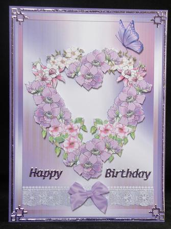 Watercolour Floral Heart with Butterfly Decoupage Topper by Suzi Cooper