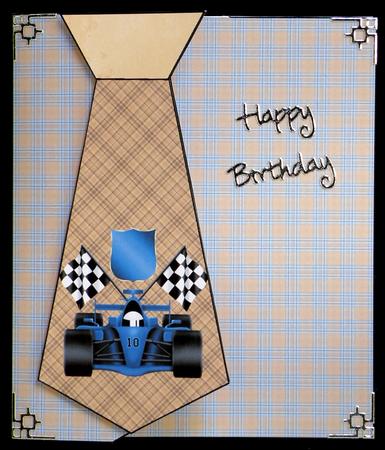Blue F1 Car Tie Card by Suzi Cooper