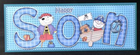 Pirates Birthday Son Large Dl Quick Card 3D Decoupage by Suzi Cooper