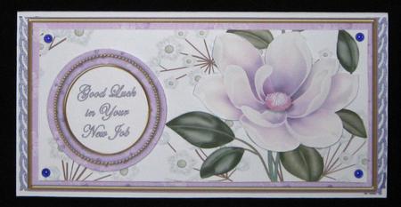 Lilac Magnolia Good Luck New Job Floral Dl Decoupage Topper by Suzi Cooper