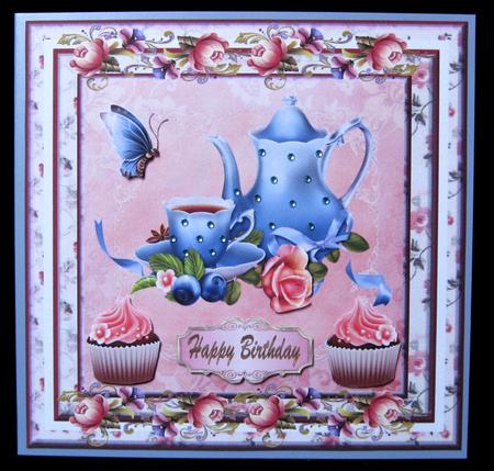 Pink Cupcakes Decoupage Card Front by Suzi Cooper