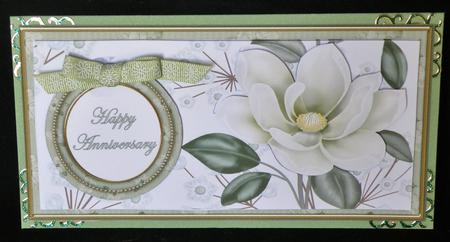 Olive Magnolia Happy Anniversary Dl Decoupage Topper by Suzi Cooper
