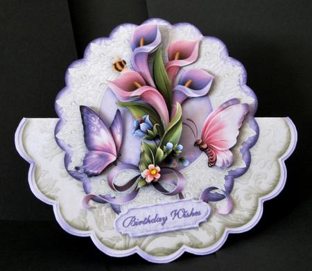 Lilies and Lace in Lilac Scallop Wobble Card Mini Kit by Suzi Cooper