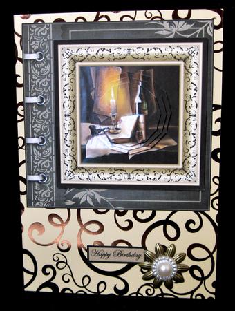 Reading Book and Night Cap Card Front and Topper by Suzi Cooper