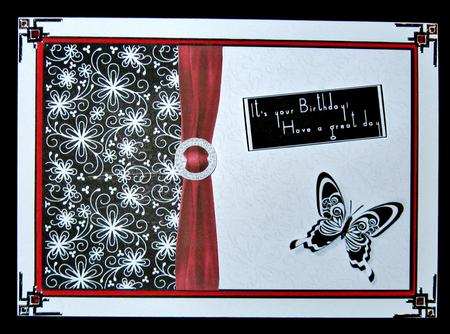 Black and White Collection Floral and Red Ribbon by Suzi Cooper