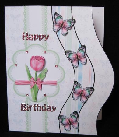 Butterfly and Pink Tulip Quick Card by Suzi Cooper