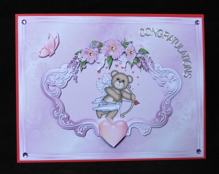 Valentine Bear Card Topper with Decoupage by Suzi Cooper