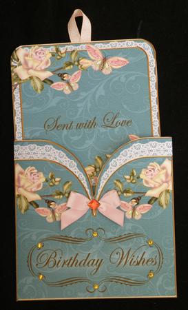 Butterfly Roses Birthday Vintage Pocket Pull Card Kit by Suzi Cooper