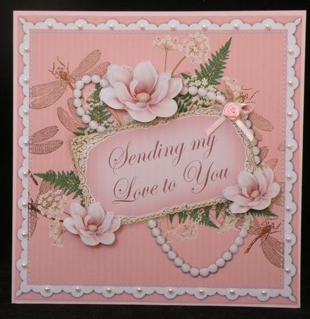Pink Magnolia Sending Love 8in Vintage Decoupage Topper by Suzi Cooper