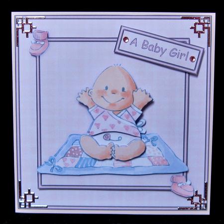 Playing on the Mat Baby Girl 6x6 Square Card Front with Dec by Suzi Cooper