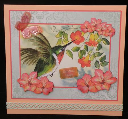 Hummingbird and Freesias Decoupage Sheet by Suzi Cooper