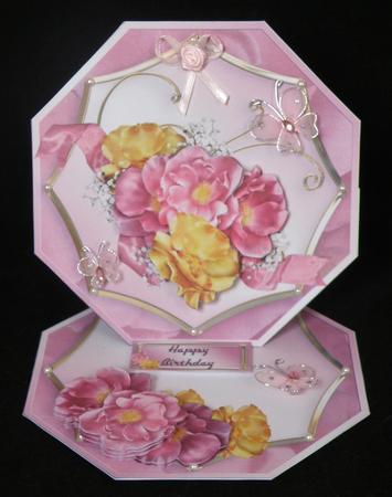 Pink and Yellow Flowers Octagonal Easel Mini Kit by Suzi Cooper