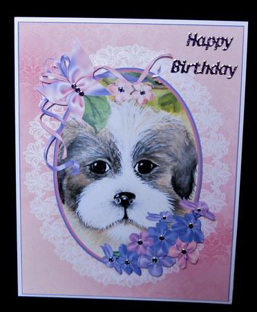 Lhasa Apso Puppy with Forget-me-nots Topper by Suzi Cooper