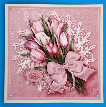Pink Tulips Bouquet (8inx8in), 6 Page Kit by Suzi Cooper