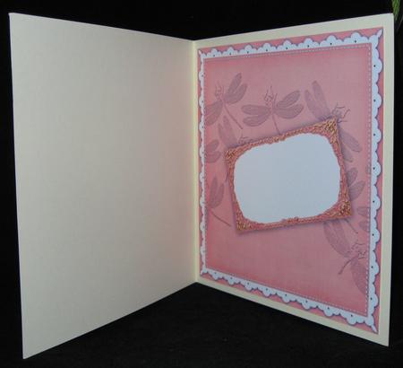 Pink Dragonfly 8inch Orchid Card Insert Panel by Suzi Cooper